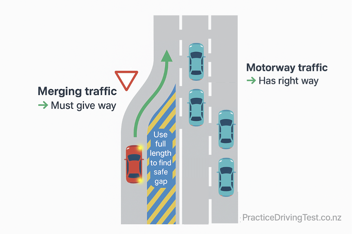 Motorway merge rules NZ learners licence test
