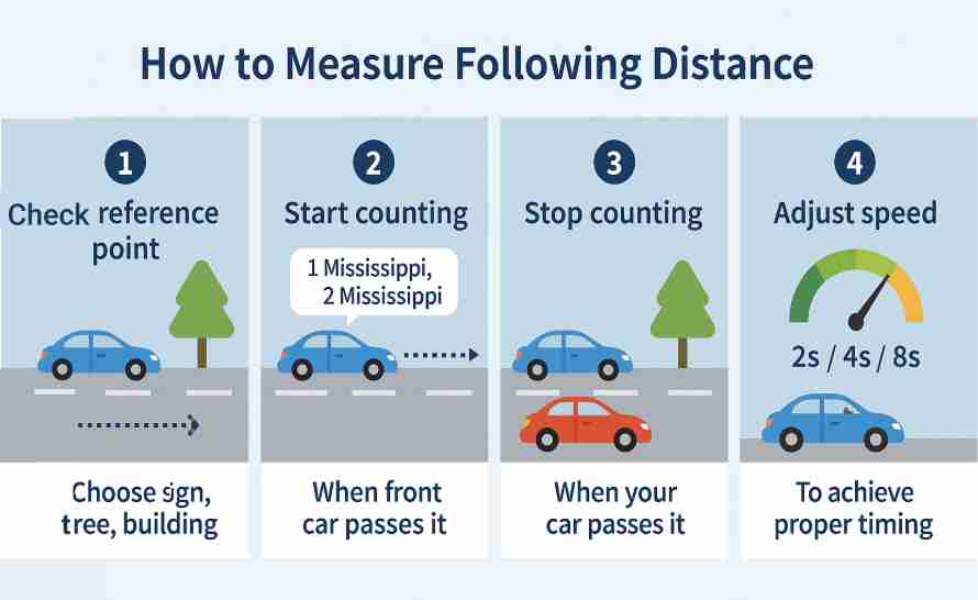How to measure safe following distance during rain, snow NZ